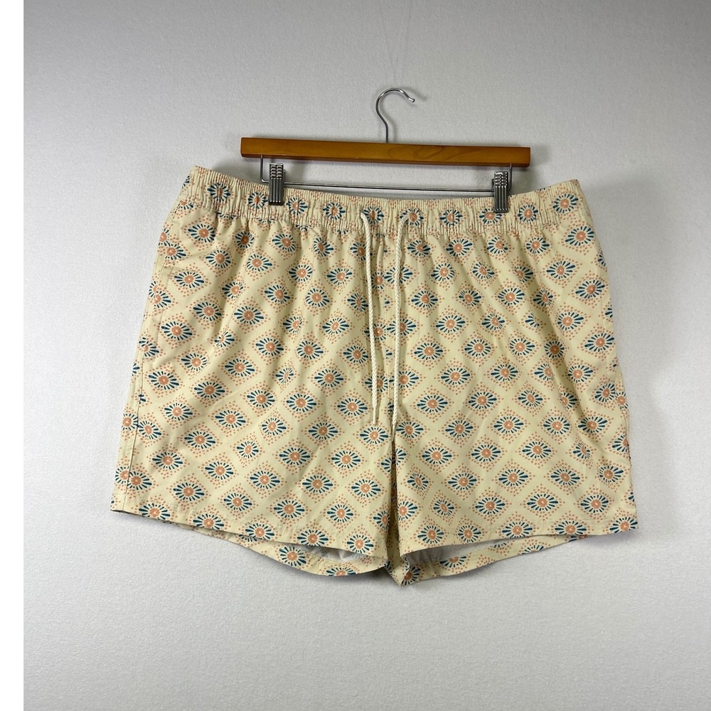 Goodfellow & Co Swim Trunks Mens XL Cream Blue‎ Orange Medallion 6in Inseam